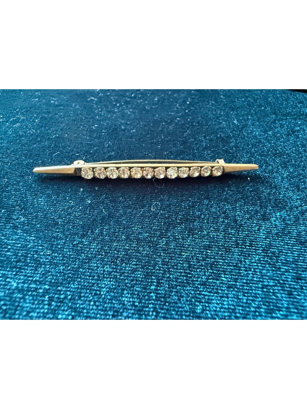 Antique Edwardian Paste Rhinestone Bar Brooch c. 1900–1915 Gold Tone 2.5”